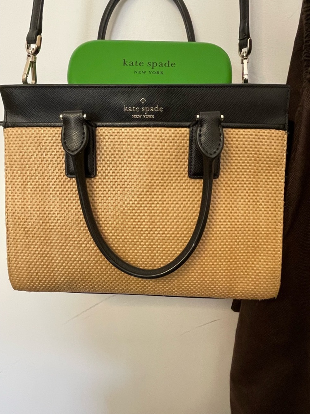 kate spade Two-Tone Black and Tan Woven Satchel